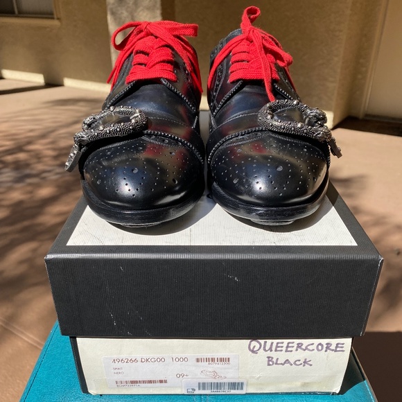 GUCCI QUEERCORE Medallion Wingtip Oxford Brogues496266 G9.5=US10